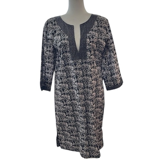 Rock Flower Paper Black and White Pattern Dress/ Tunic Size Large - Picture 1 of 7
